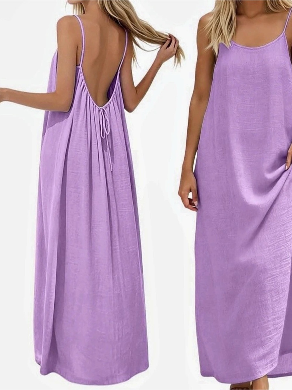 Purple Open Back Maxi Dress New
